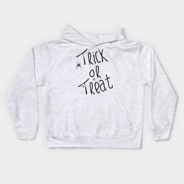 trick or treat typography with spiders for halloween Kids Hoodie by bloomroge